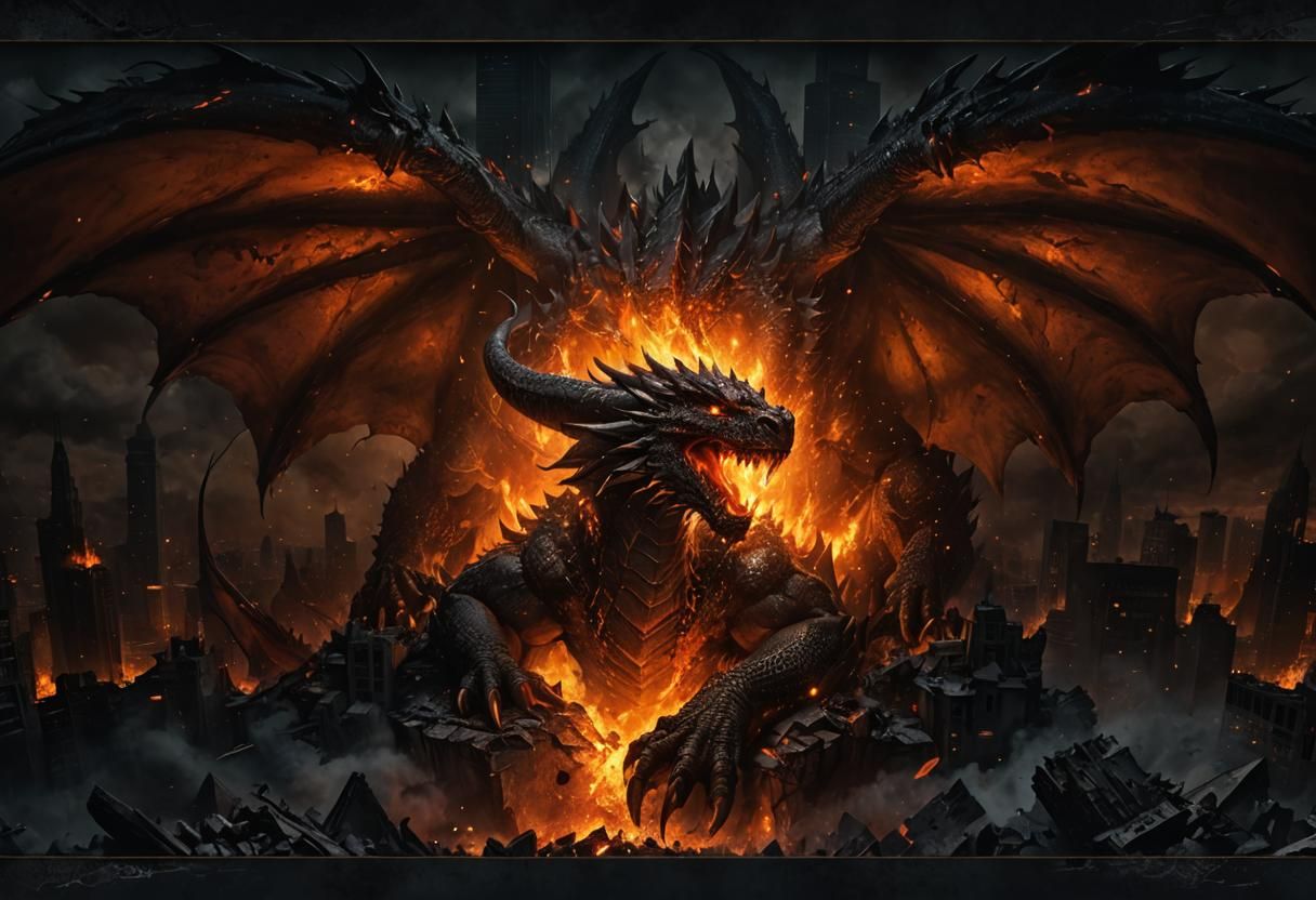 Dark Fantasy Dragon Unleashes Fiery Apocalypse