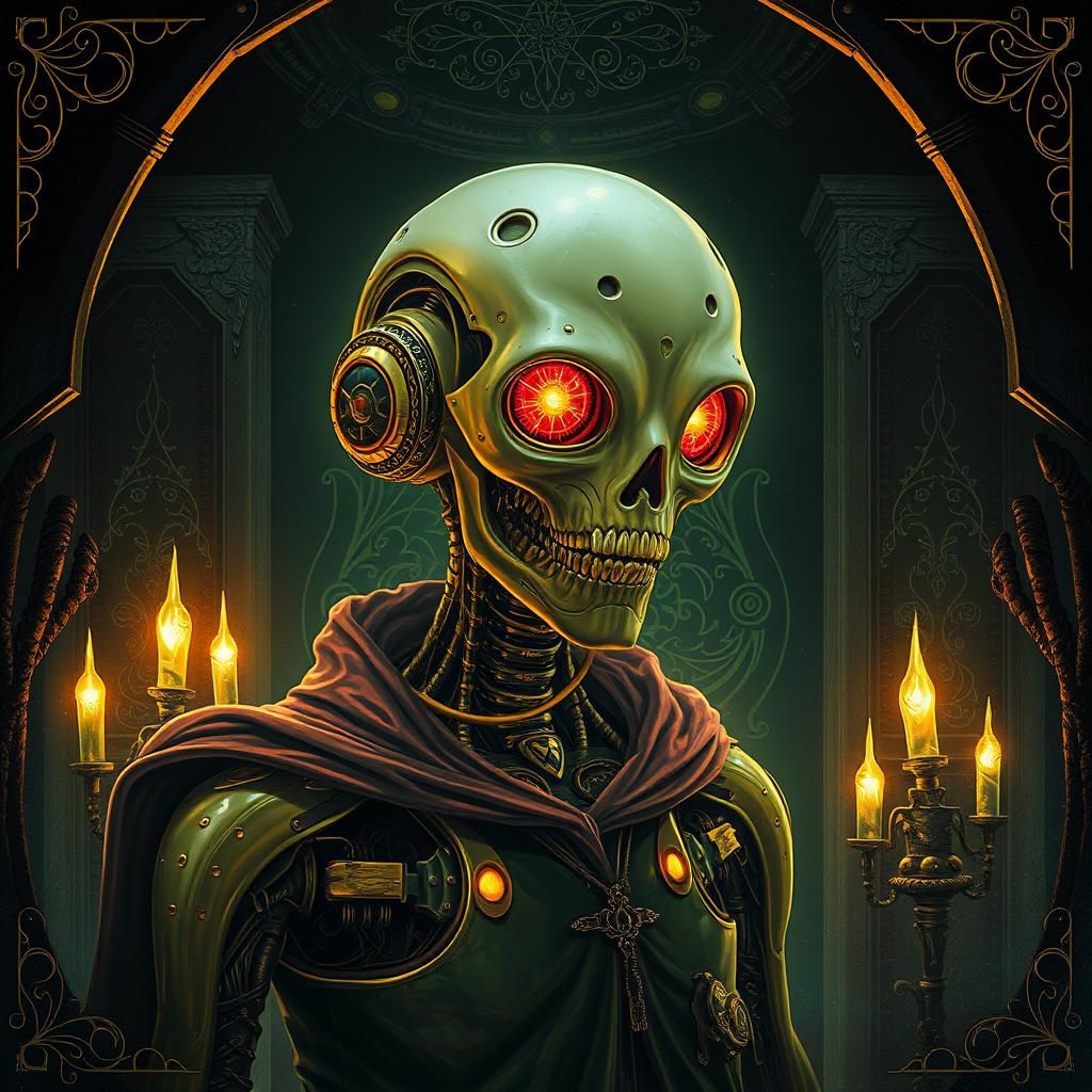 Android Portrait in Horror Chamber, Comic Art