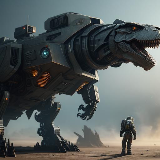 Futuristic Sci-Fi T-Rex with Intricate Mech Details