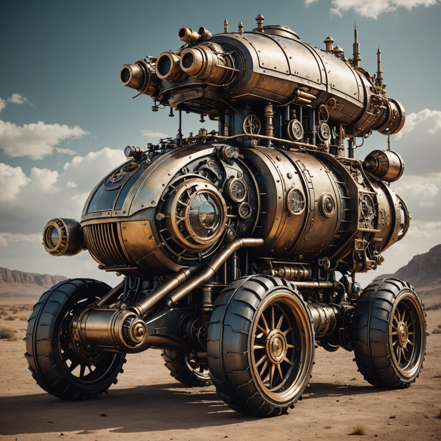 Steampunk Vehicle of Combined Objects