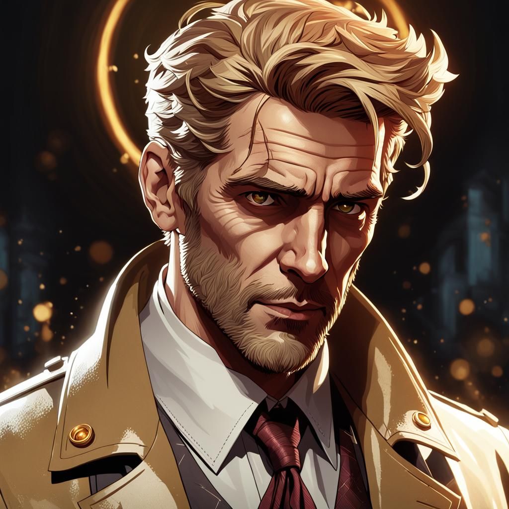John Constantine Portrait in Hyperdetailed Style