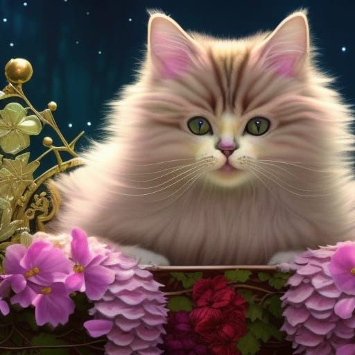 Cute Chibi Cat on Wine Veranda: Detailed Digital Art