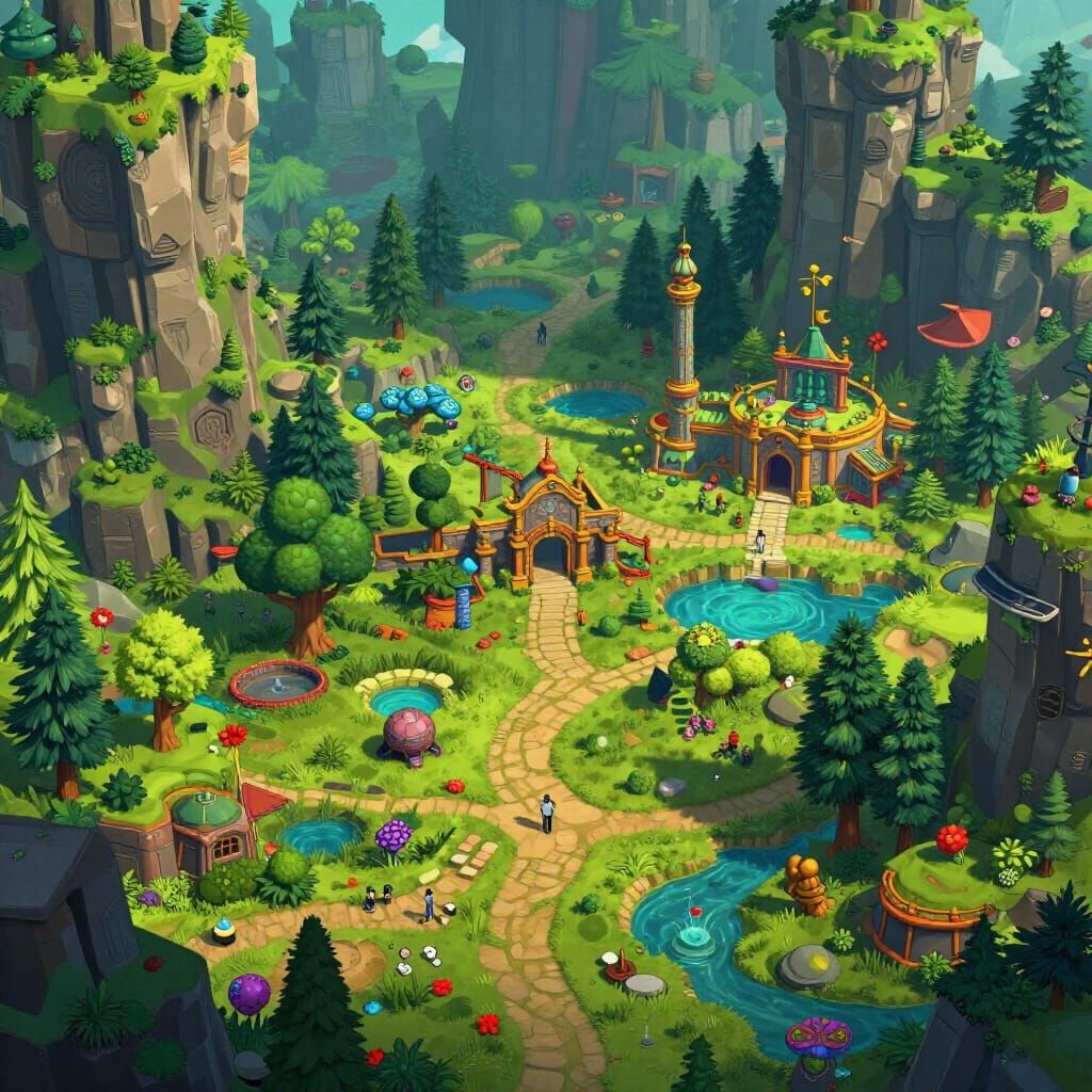 Fantasy Landscape Matte Painting in Deep Colors