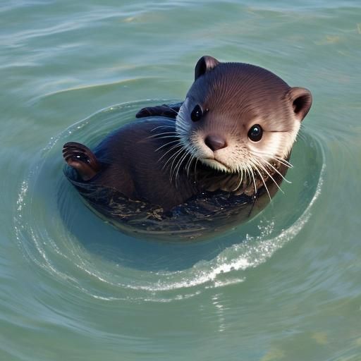 Baby Otter's First Swim in the Ocean