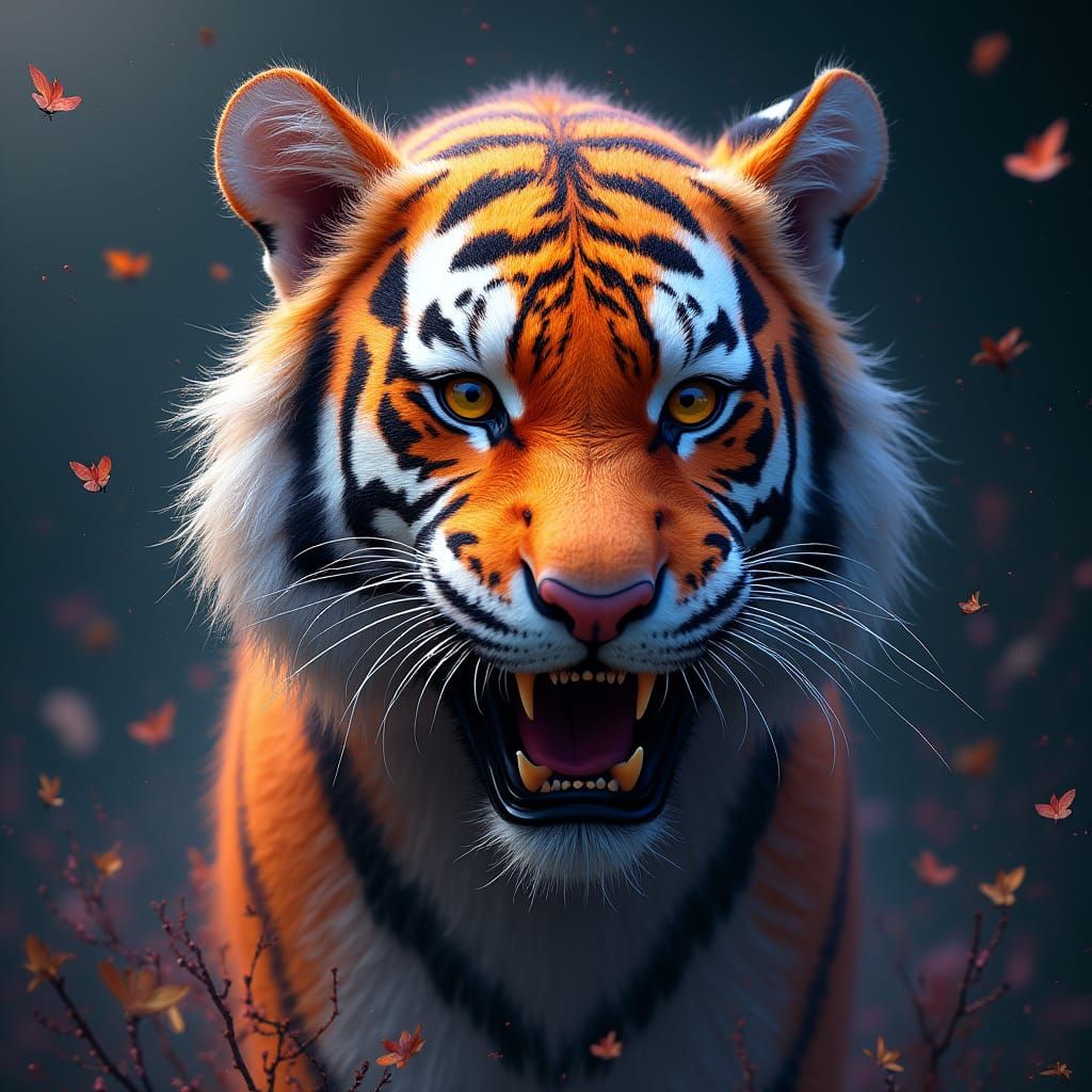 Vibrant Tiger Revealed in Intricate Spray Paint Art