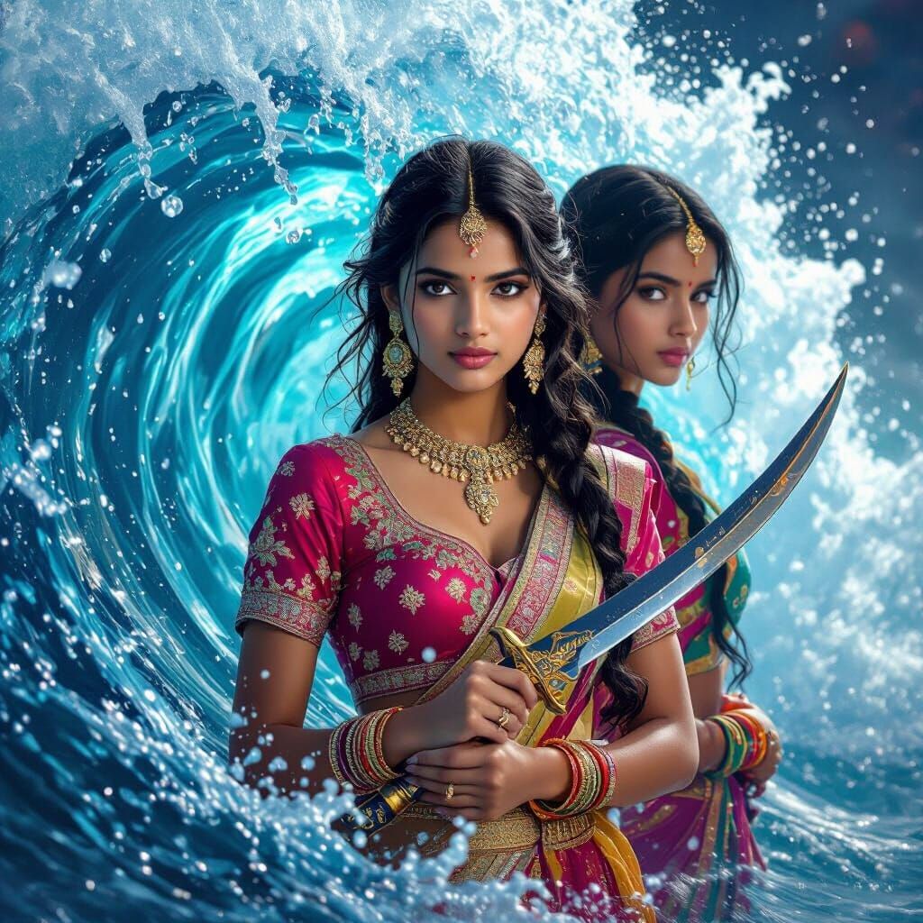 Indian Water Princesses With Ceremonial Dagger