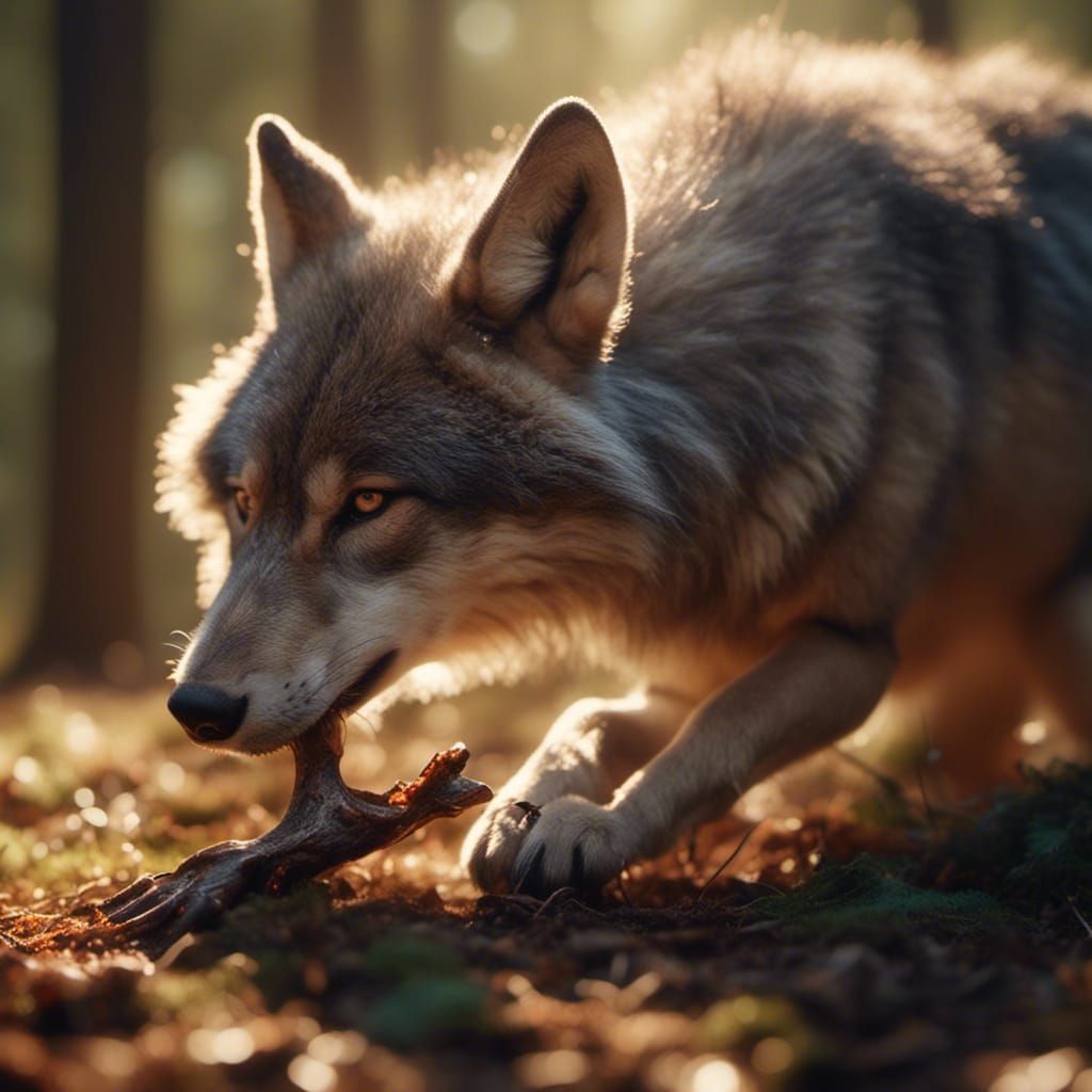 Wolf Pup Playing: Wildlife Photography Close-Up