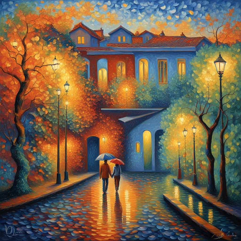 Abstract Expressionist Painting of Love and Unity