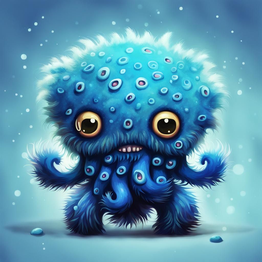 Adorable Blue Fuzzy Tentacled Abomination