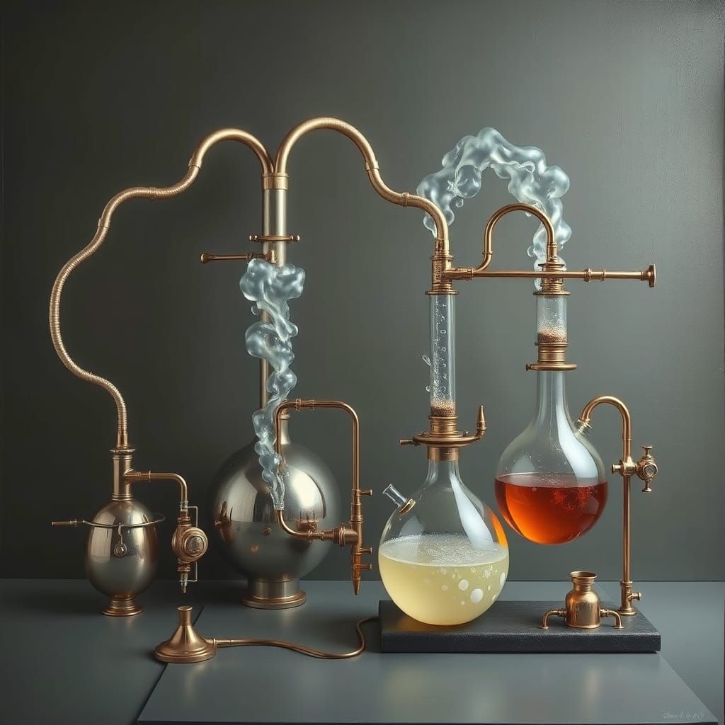 Surreal Distillation Equipment in Salvador Dali Style