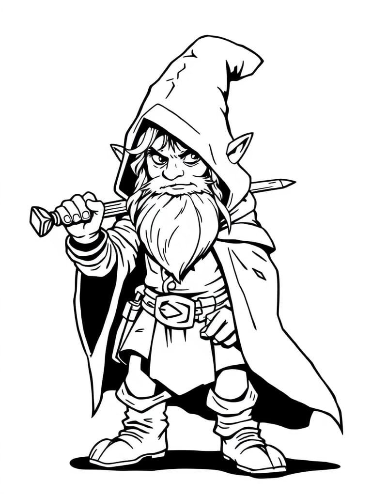 Hobbit Rogue in 1980s D&D Line Art
