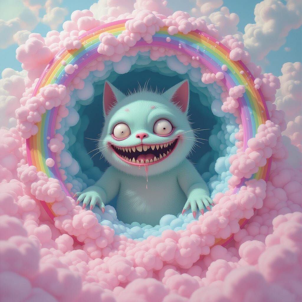 Pastel Abomination Emerges from Shimmering Portal