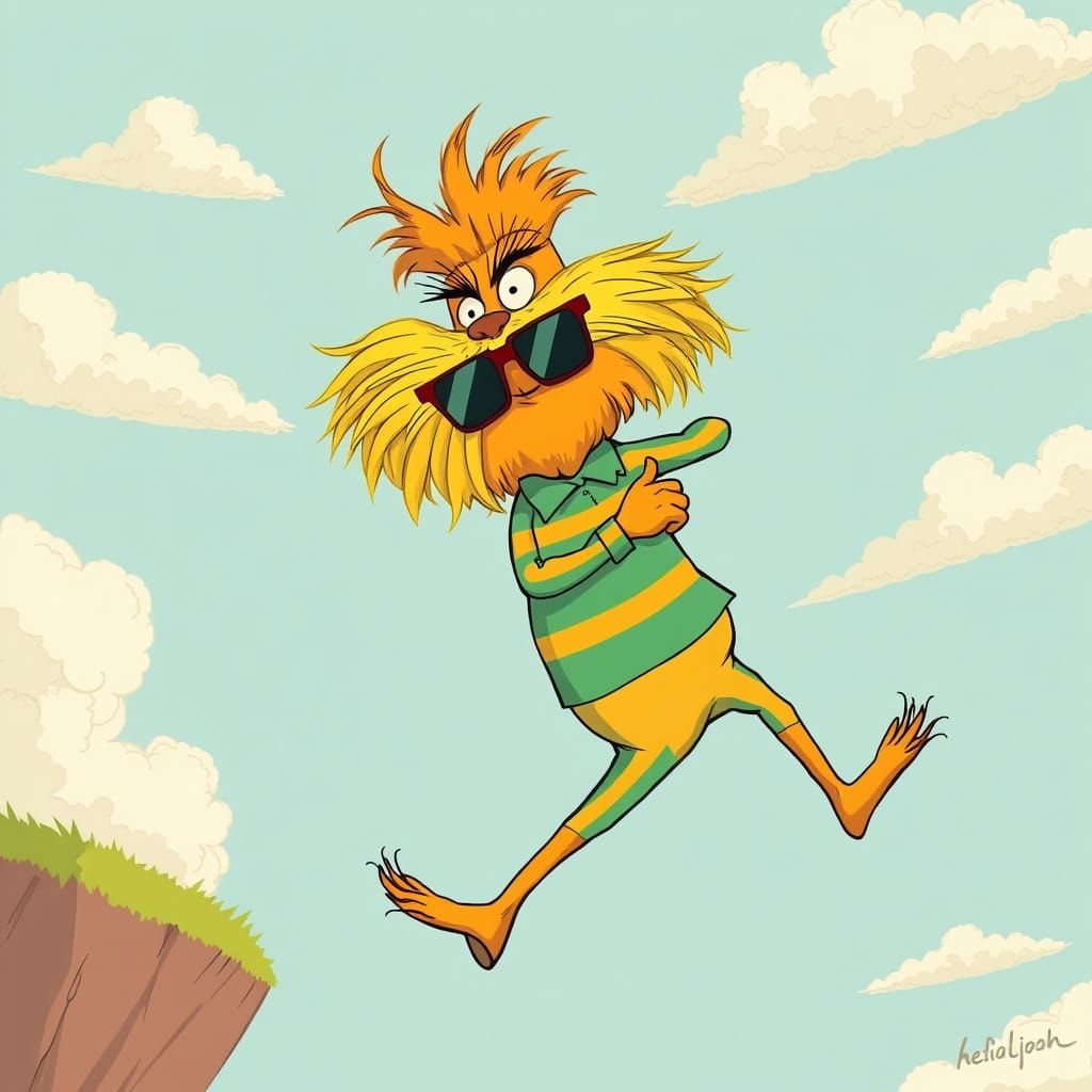 The Lorax Soars Away in Whimsical Style