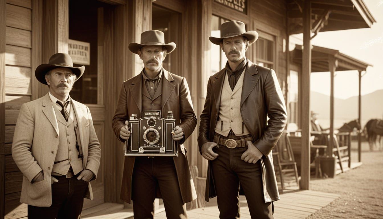 Vintage Cowboy Portrait in Sepia Tone Photography