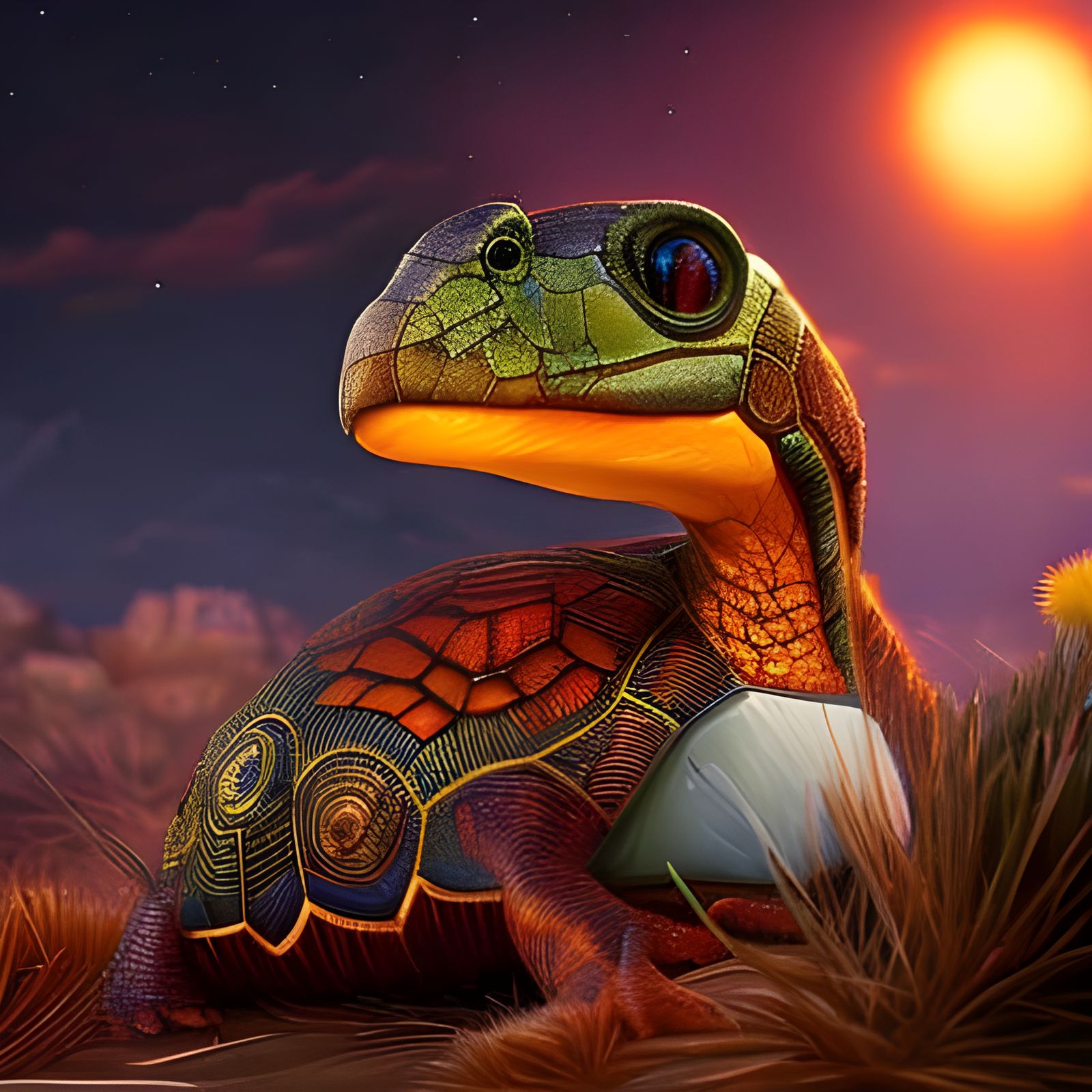 Festive Galapagos Turtle Christmas Eve Portrait