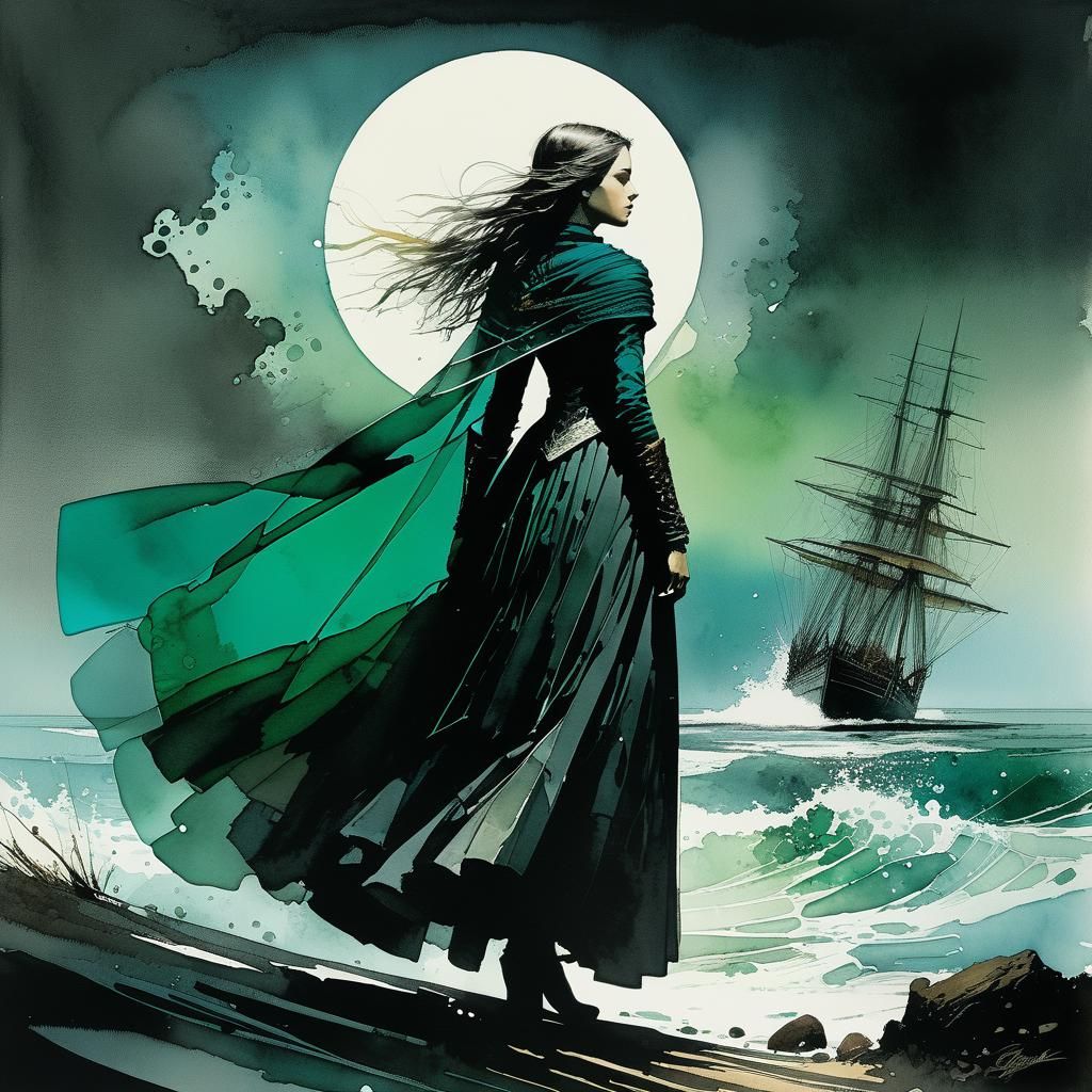 Sea Glass in Watercolor Style