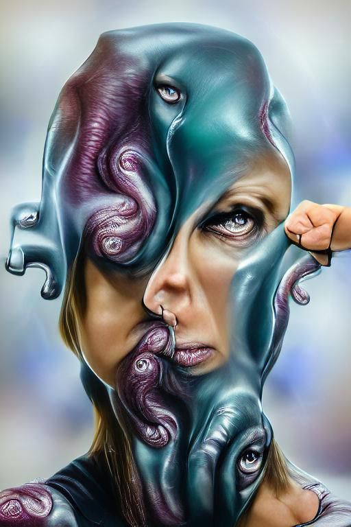 Octopus Cradling Face: Airbrush Art on Artstation