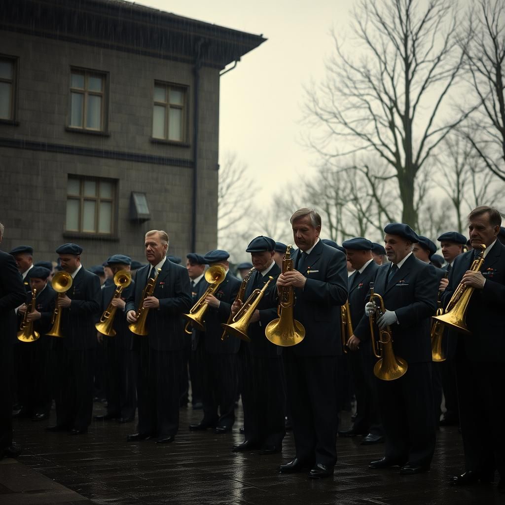 Solemn Brass Band Mourns at Funeral in Cinematic Style