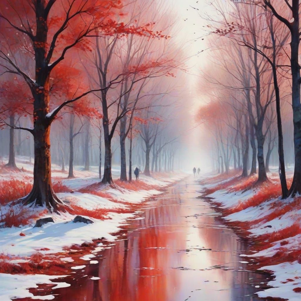 Whimsical Winter Wonderland in Vibrant Watercolour