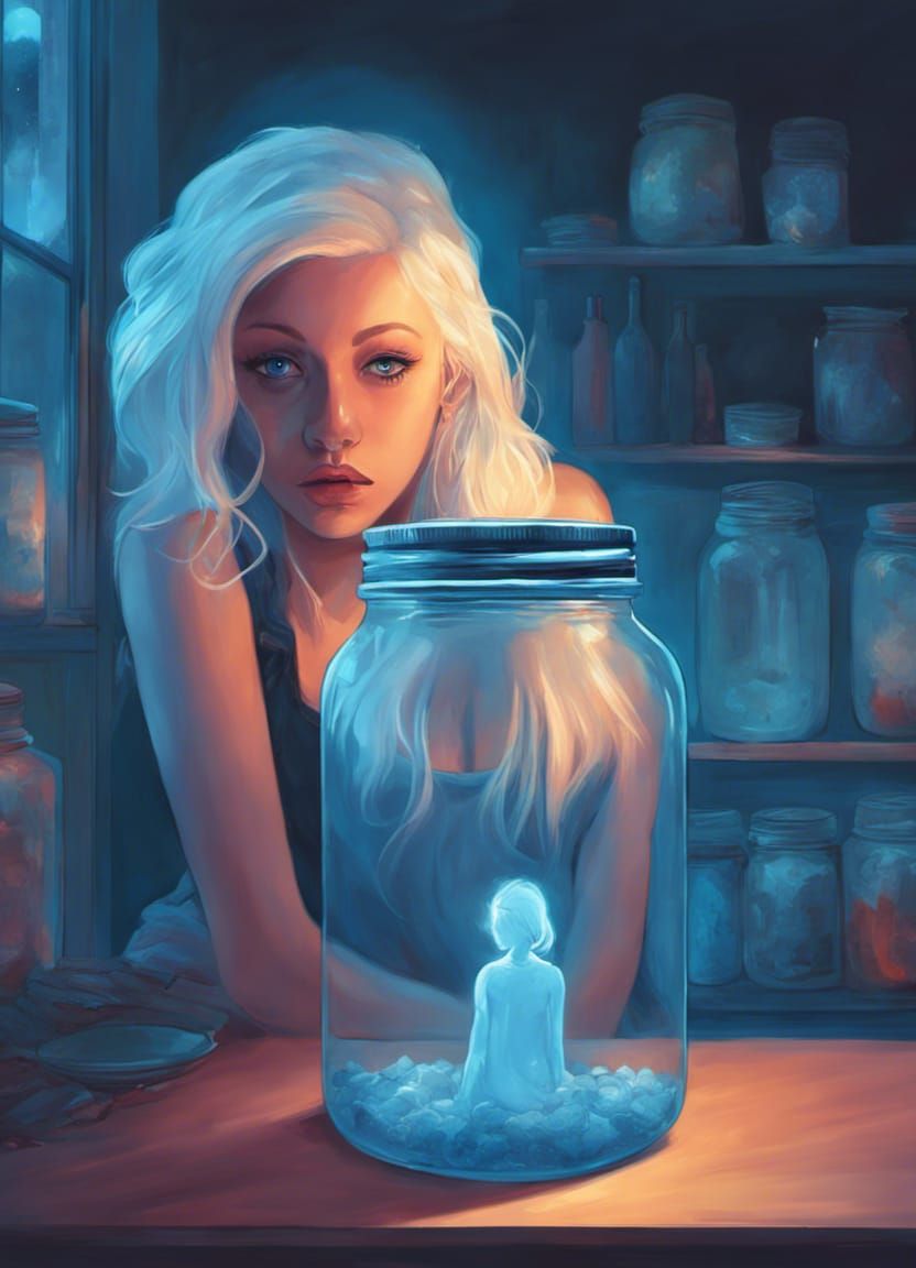 Genie Suffocating in Jar Digital Art