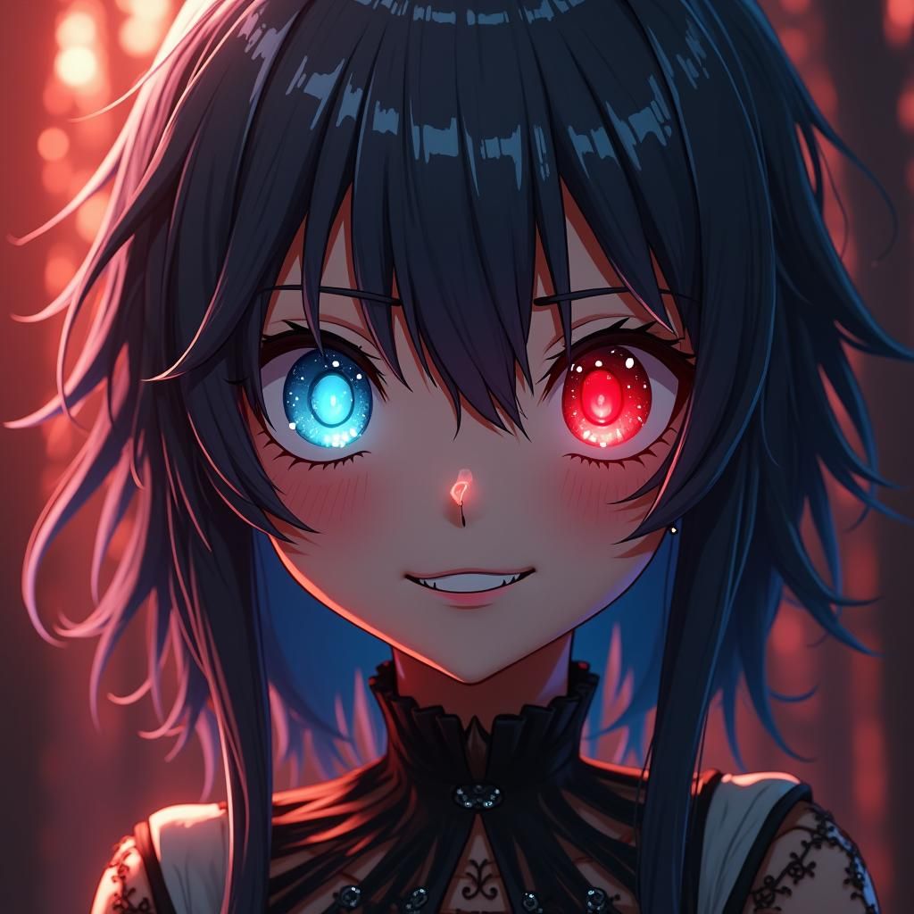 Anime Character with Mismatched Eyes in 3D Fantasy Art