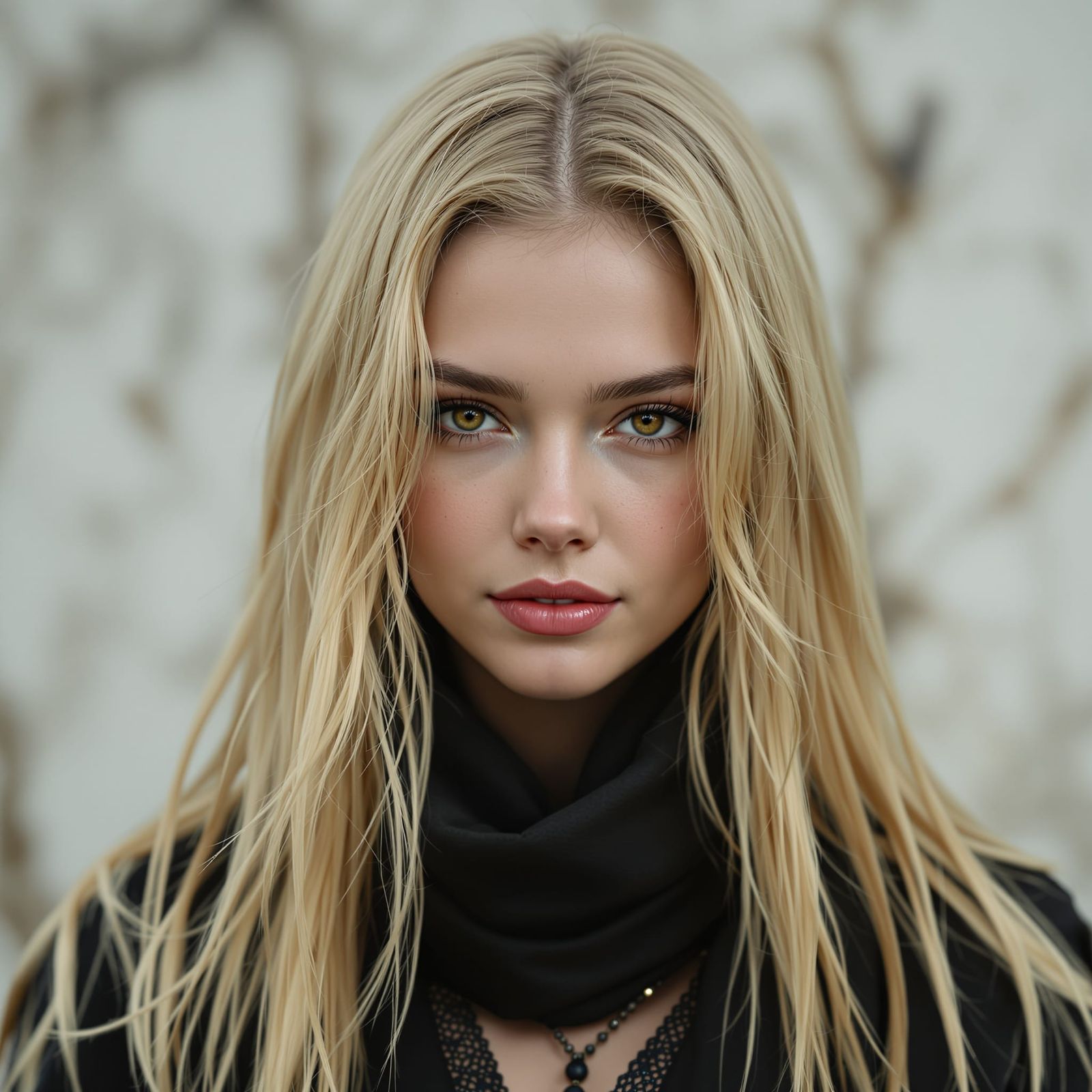 Hyperreal Blonde Woman in Scarecrow Attire