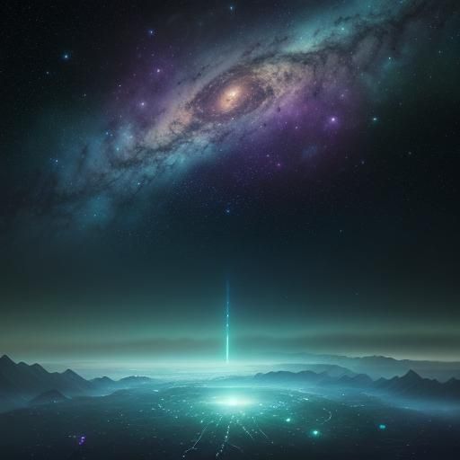 Mythical Blue Galaxy in Sci-Fi Matte Painting