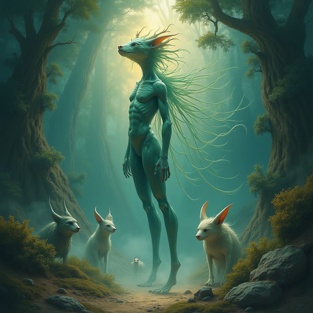 Ethereal Hybrid Creatures in Mystical Afterlife Realm