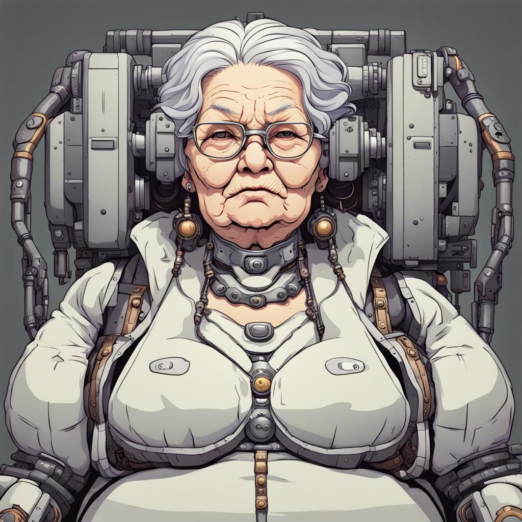 Cyborg Old Woman Portrait