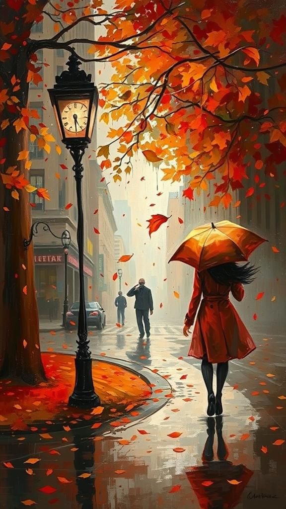 Woman in a burgundy trench coat and matching hat, holding a ...