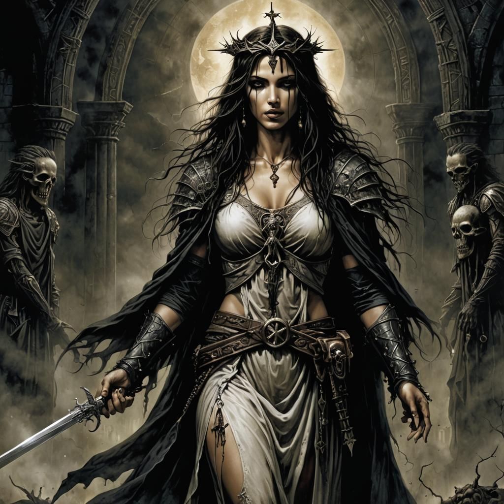 Genderbent Jesus in Dark Horror Art Style