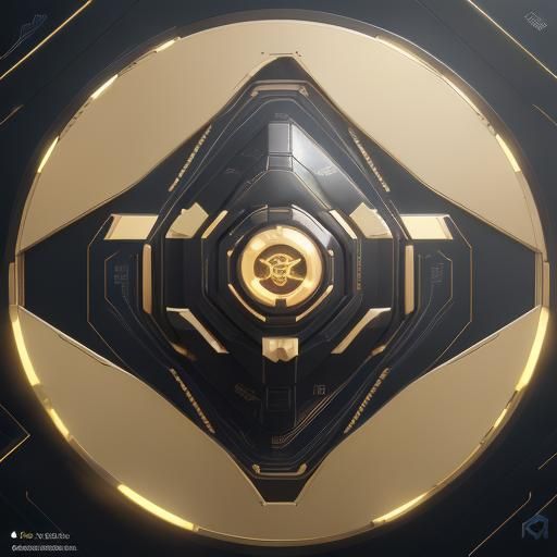 Futuristic Gold Device with Intricate Sci-Fi Details