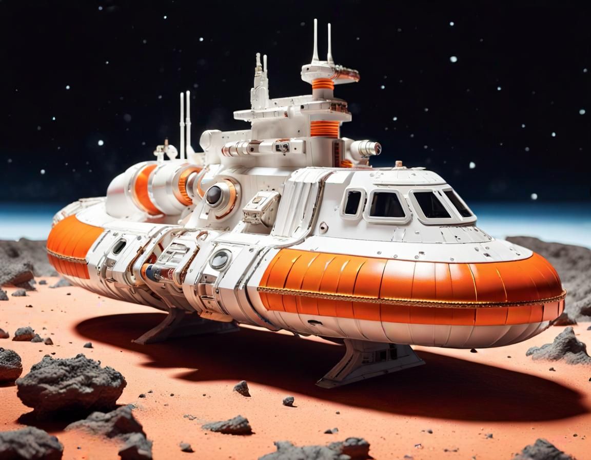 Seventies Sci-Fi Spaceship on Desolate Planet