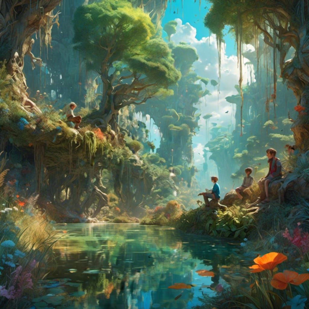 <lora:Flighty:1.0> Serene scene of nature  a feeling of fern...