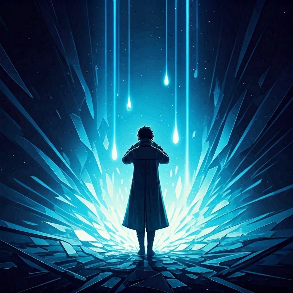 Glass Tears Constructing a Surreal Blue Landscape