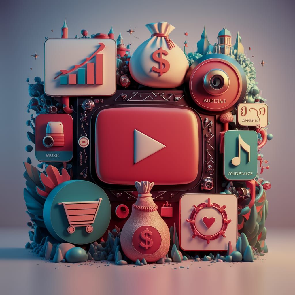 Vibrant Flat Design Illustration of YouTube Monetization