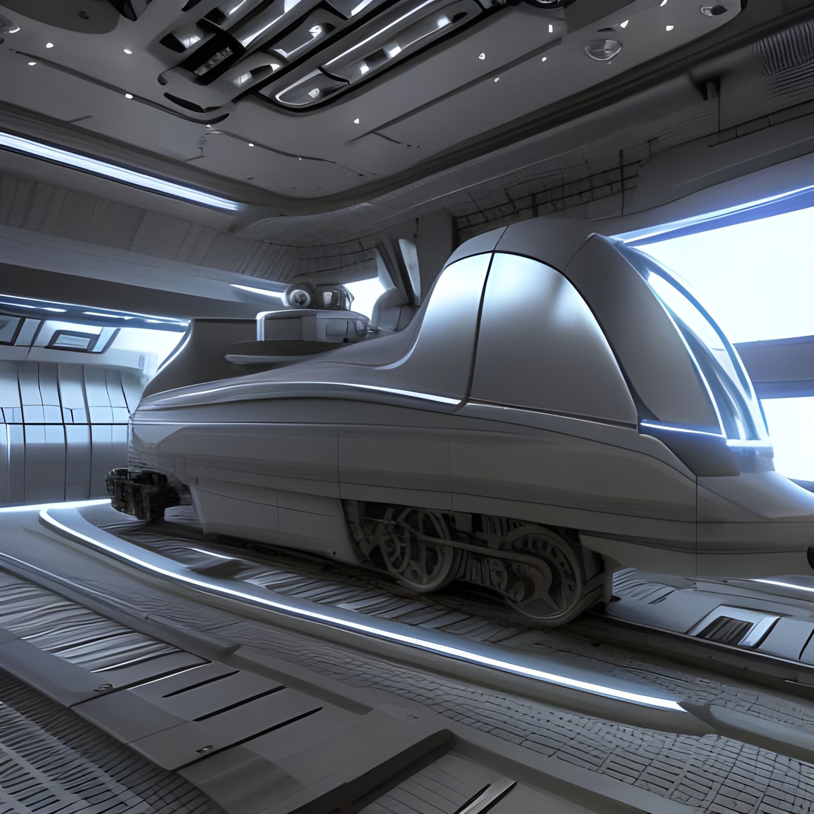 Futuristic Train with Intricate Mech Details in 8K