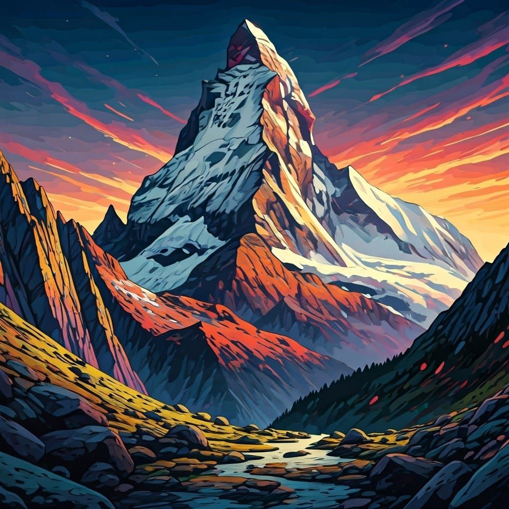 Graffiti Art Meets Majestic Mountain Landscape
