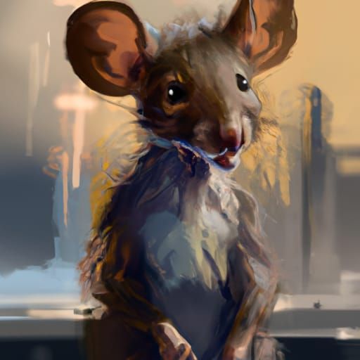 Cute Mouse Portrait in Hyperdetailed Digital Art