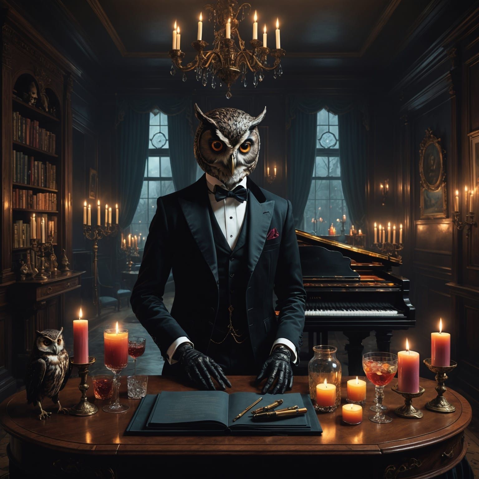 Ominous Owl Masked Ball in Victorian House