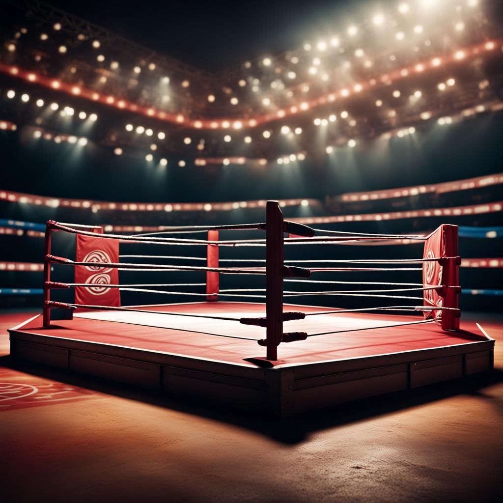 Empty Wrestling Ring in Realistic Photography Style