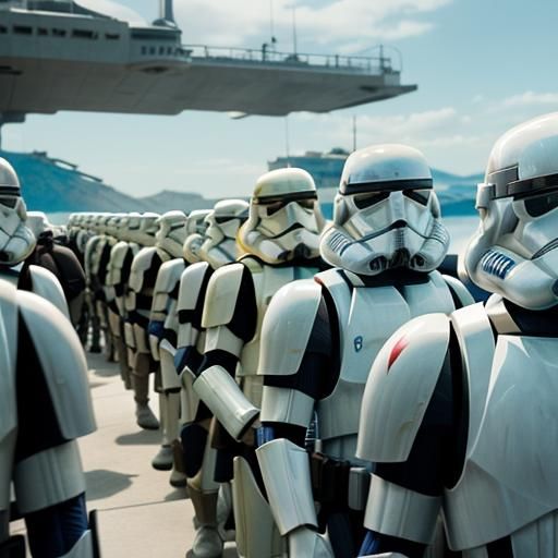 Clone Troopers Boarding Ship: Cinematic Film Still