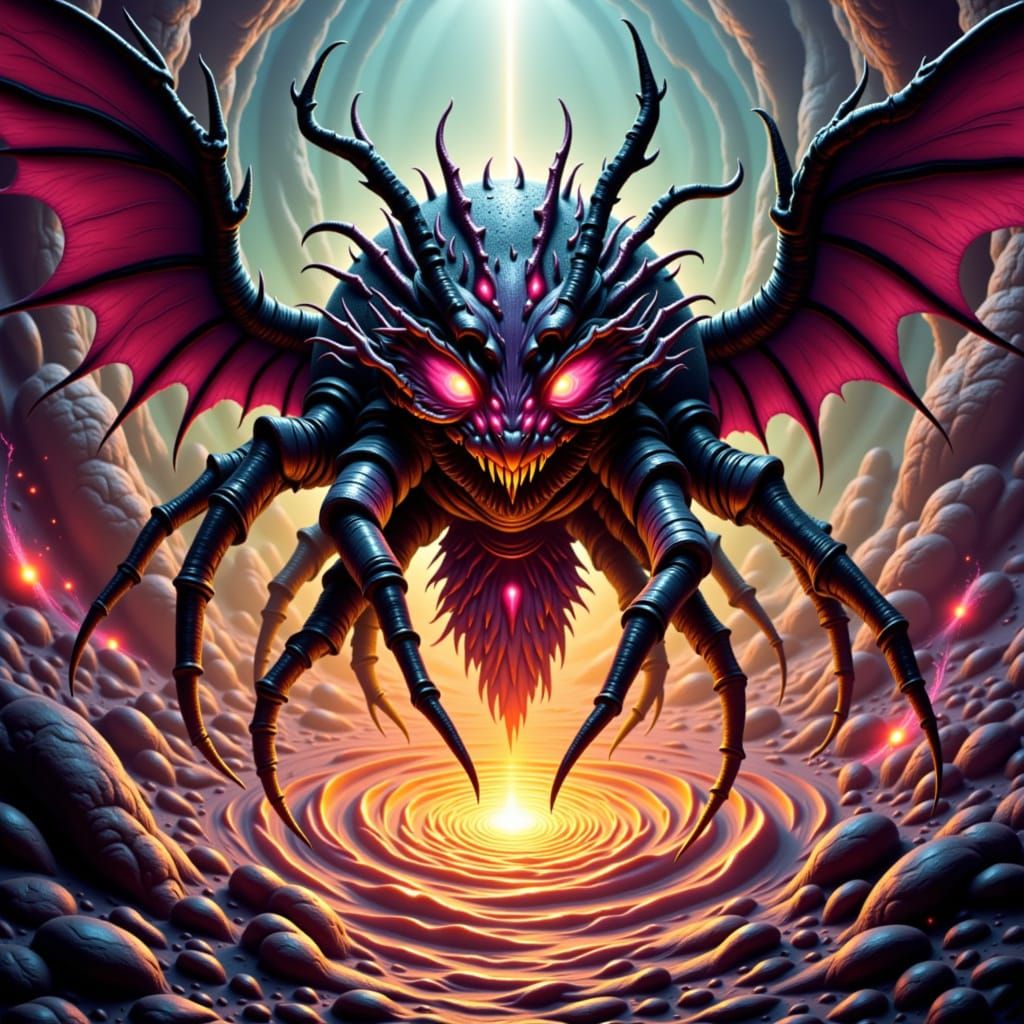 Sentient Roomba Commands Cosmic Vortex in Epic Fantasy Style