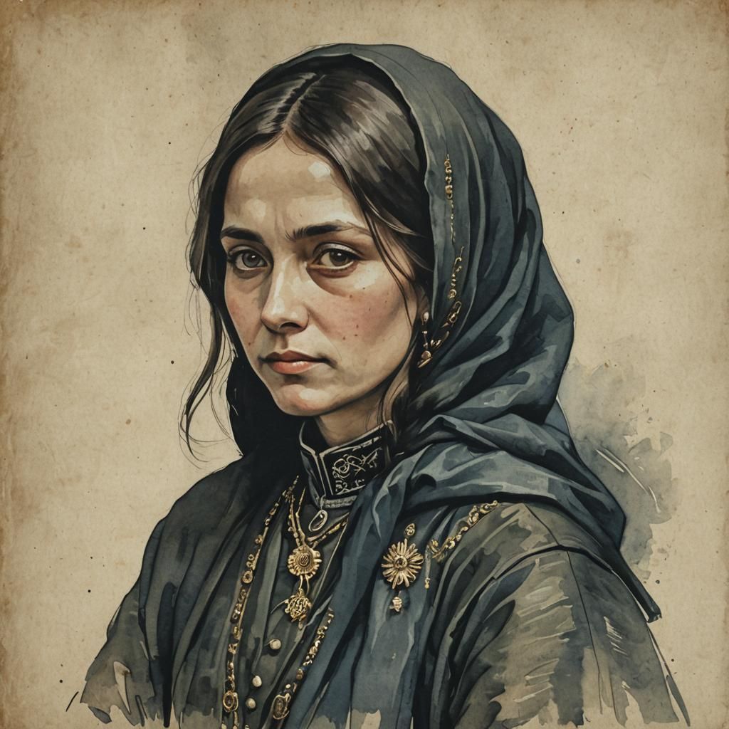 Hyperrealistic Portrait: Redhead with Ice Dragon