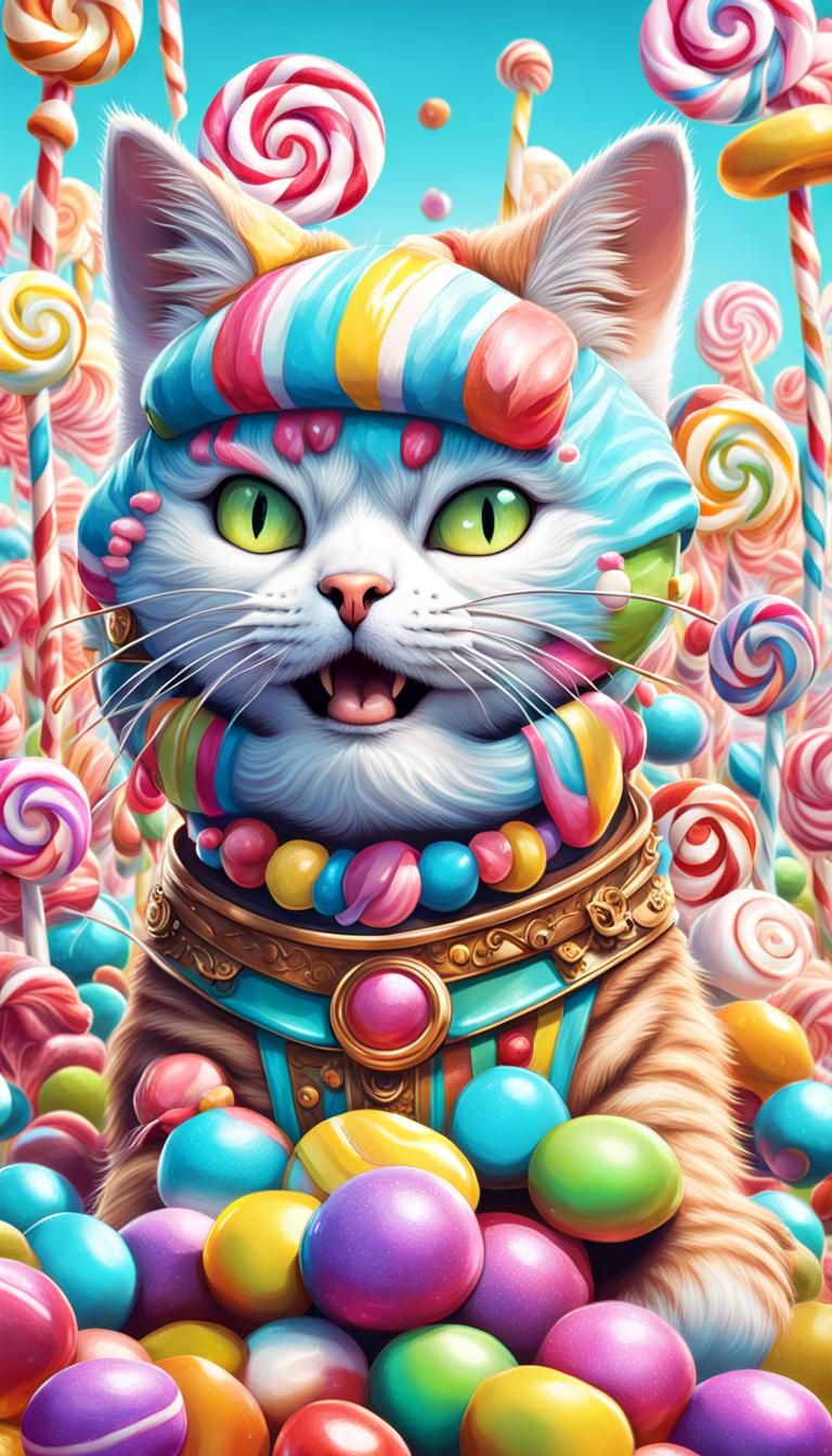 Cat Soldier in Whimsical Candy Art Style