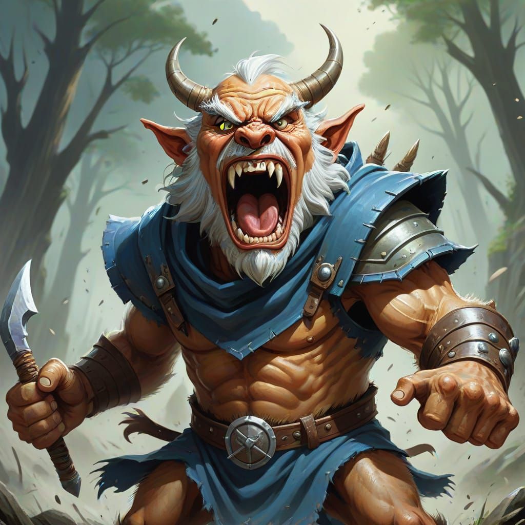 Mighty SCHWAMPF Warrior Yelling in Rage - Gygax Style