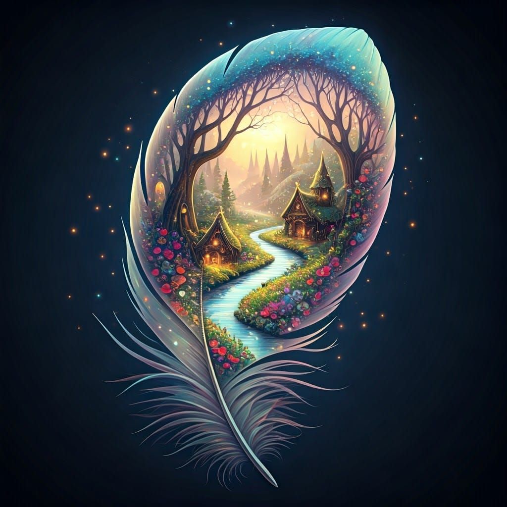 Enchanted Fairy Wonderland in a Glittering Feathered Oasis