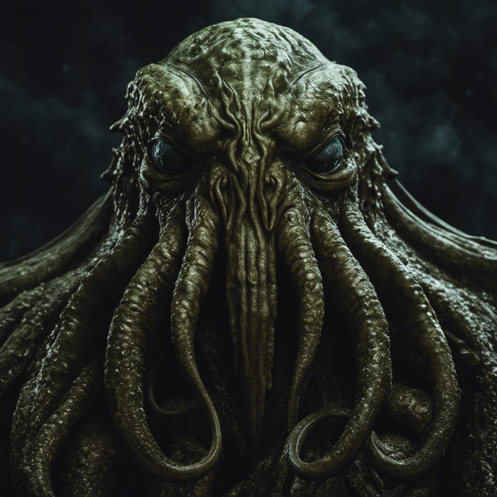 Hyperrealistic Portrait of Cthulhu in Dark Horror Style