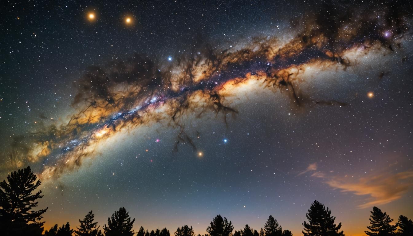 Cosmic Vista with Nebular Stars and Watercolor Sky