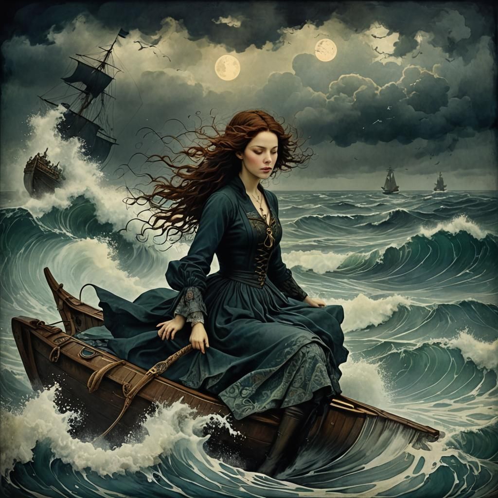 Stormy Sea Ink Splash Art Masterpiece